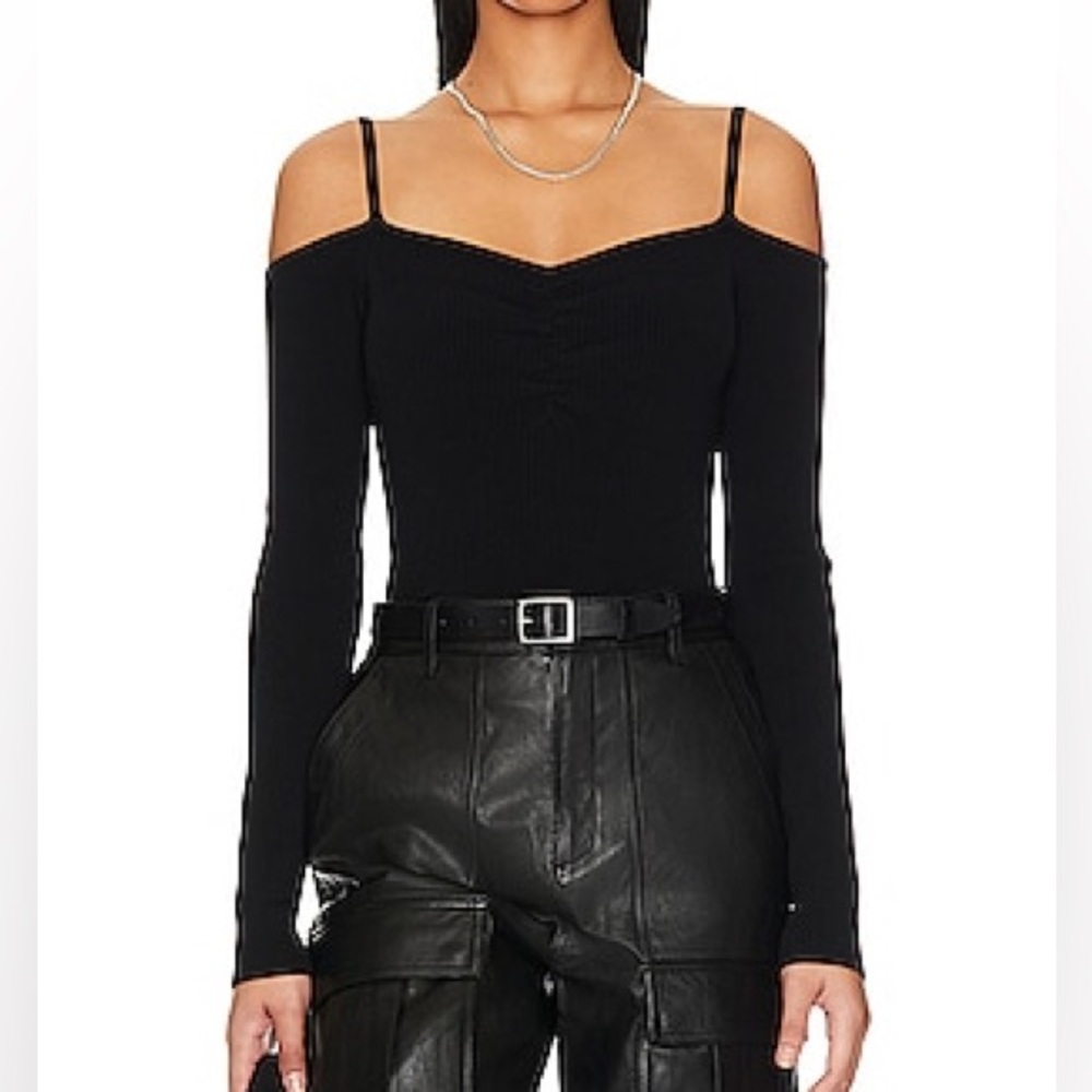 7 For All Mankind Off Shoulder Top in Black